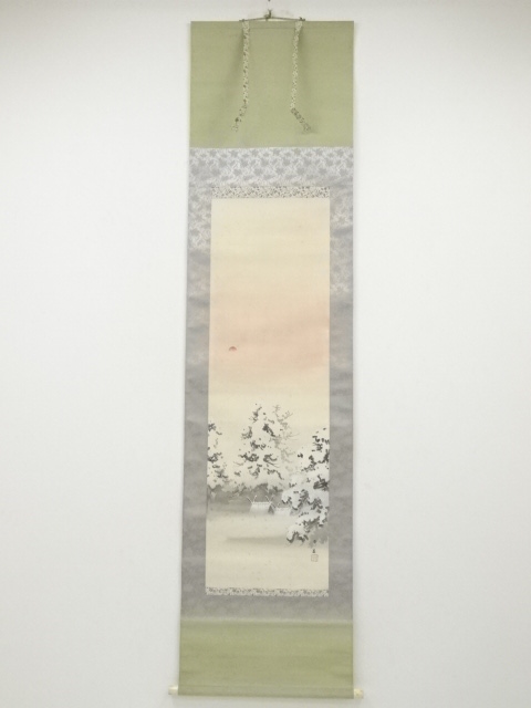 JAPANESE HANGING SCROLL / HAND PAINTED / SNOWY SCENERY